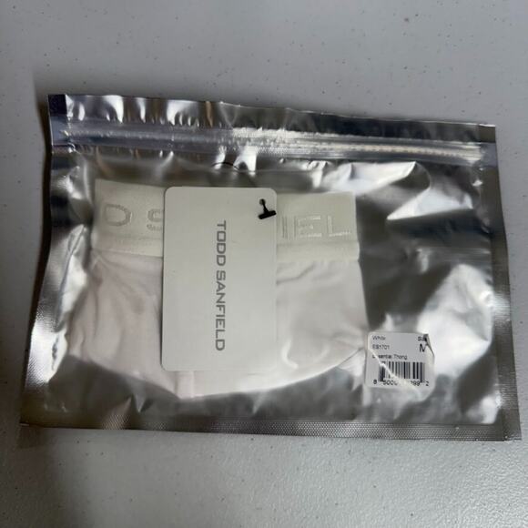 Todd Sanfield Thong Men's Medium White Essential Solid Minimal Jock Strap NEW - Picture 4 of 5